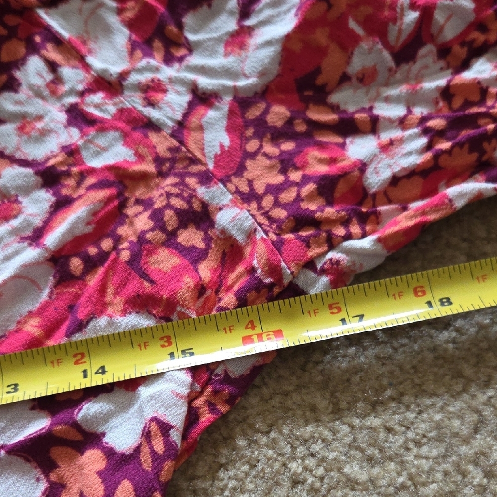 FREE PEOPLE Sweet Memories Pink Multi Floral Print Ruffled Blouse Sz M Boho - Picture 15 of 16